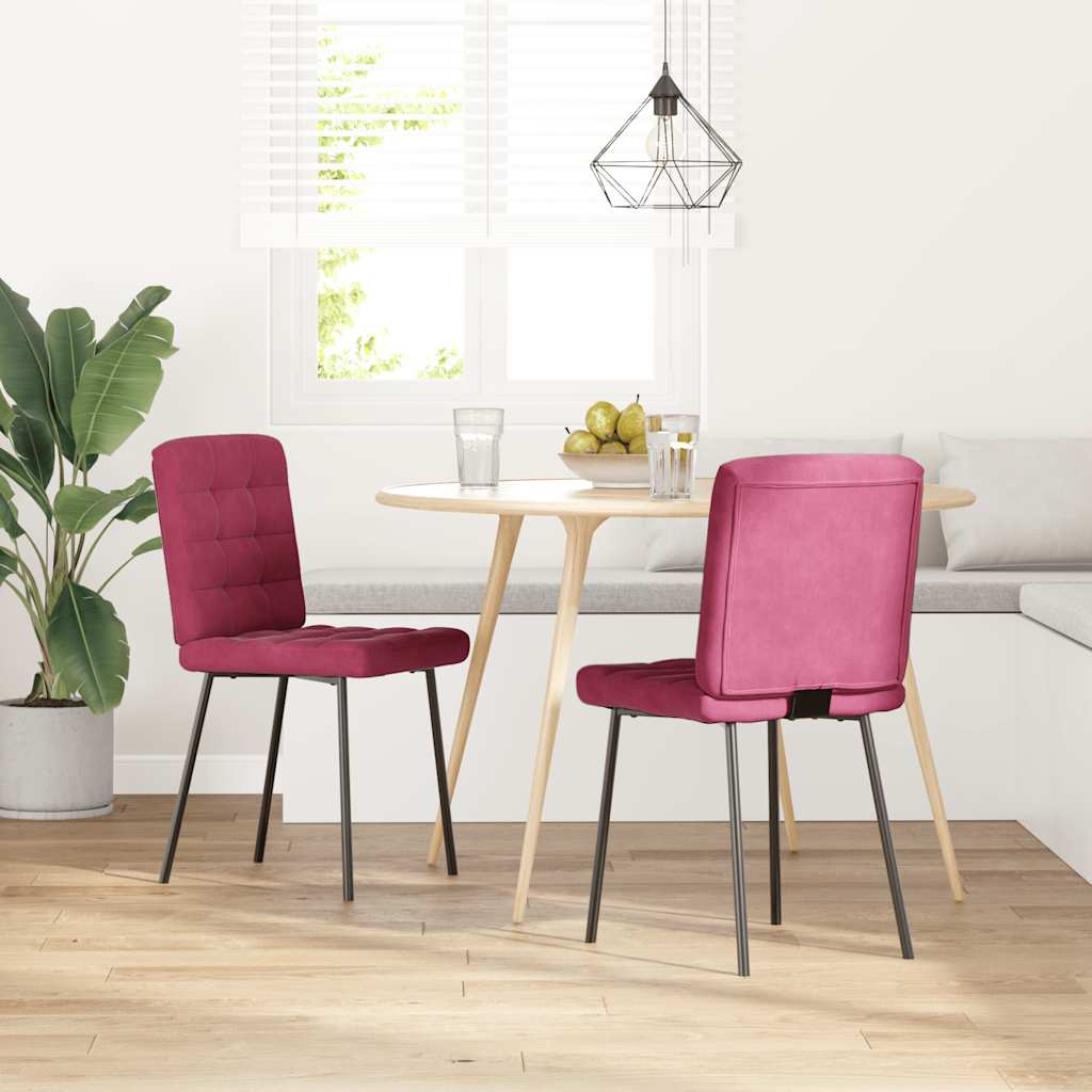 Chaises à manger lot de 2 Rouge bordeaux Velours - XIOS