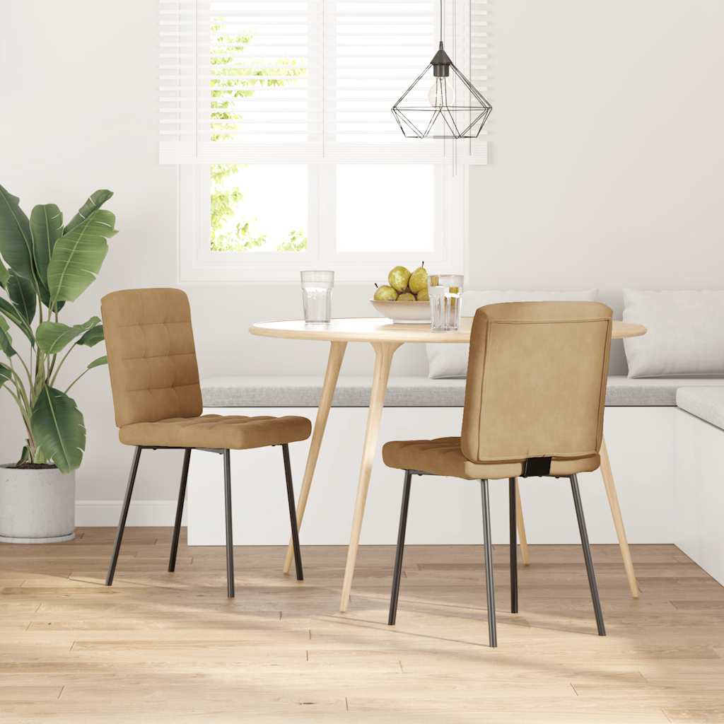 Chaises à manger lot de 2 Marron Velours - XIOS