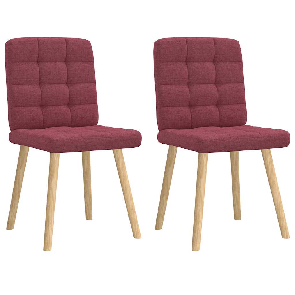 Chaises à manger lot de 2 rouge bordeaux tissu - XIOS