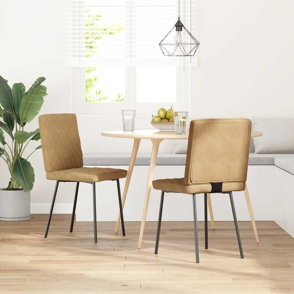 Chaises à manger lot de 2 Marron Velours - XIOS