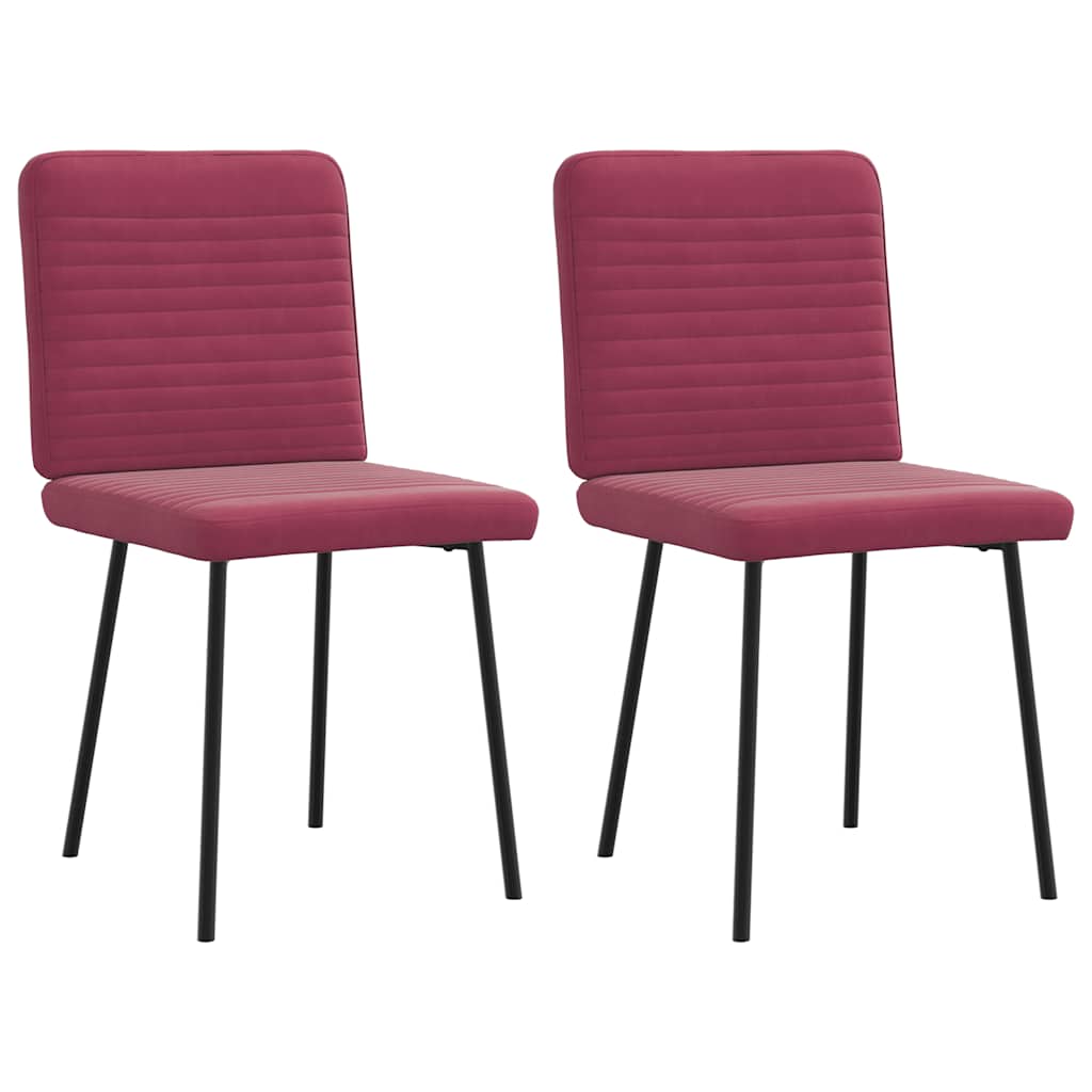 Chaises à manger lot de 2 Rouge bordeaux Velours - XIOS