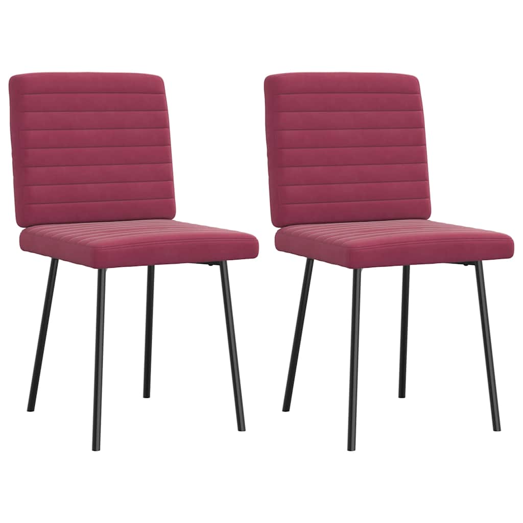 Chaises à manger lot de 2 Rouge bordeaux Velours - XIOS
