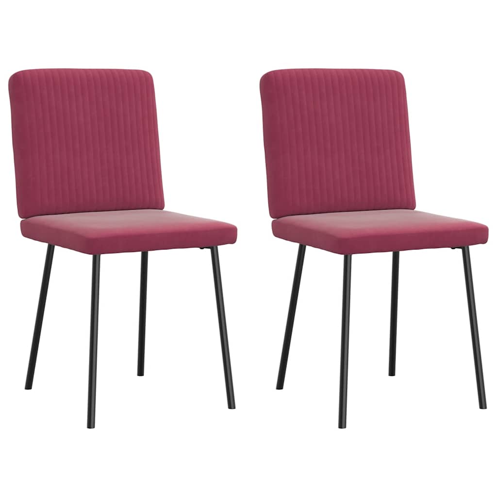 Chaises à manger lot de 2 Rouge bordeaux Velours - XIOS
