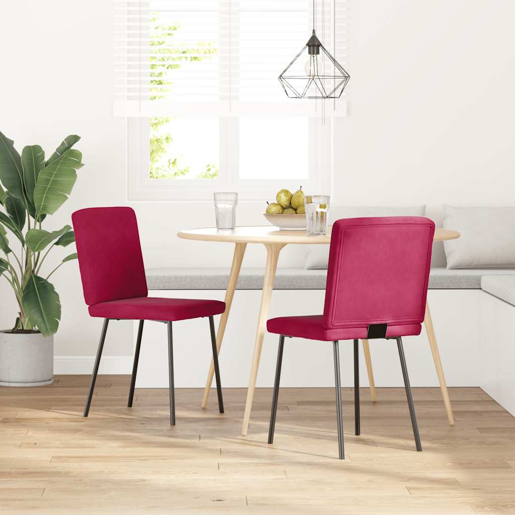 Chaises à manger lot de 2 Rouge bordeaux Velours - XIOS