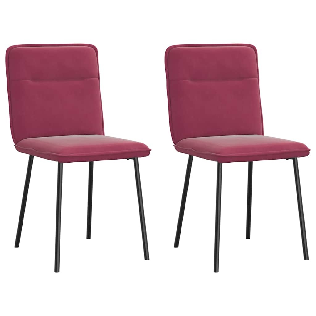 Chaises à manger lot de 2 Rouge bordeaux Velours - XIOS