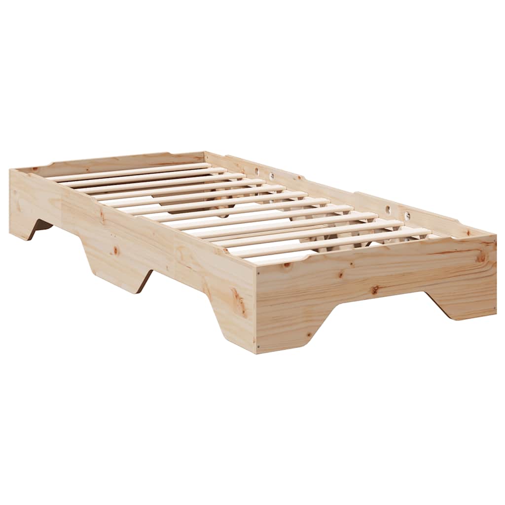 Cadre de lit sans matelas empilable 90x200 cm bois massif - XIOS