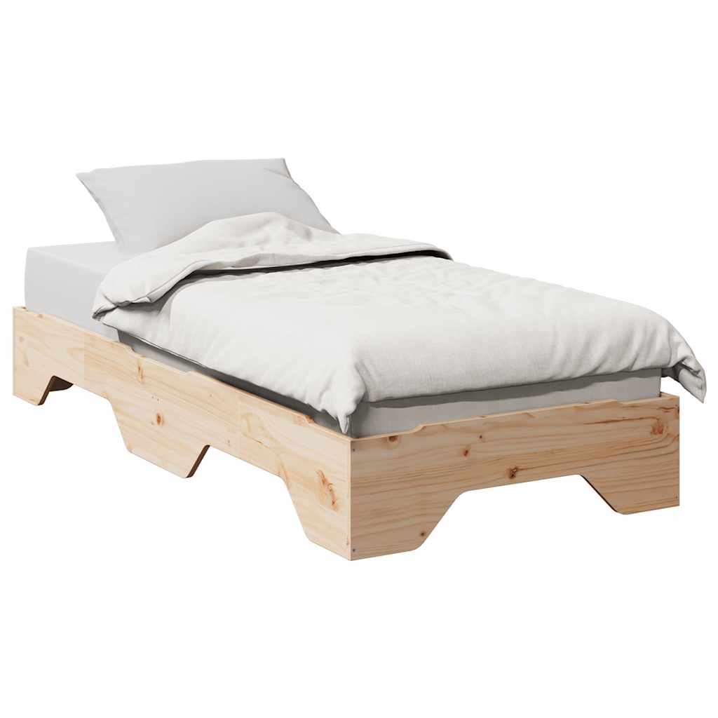 Cadre de lit sans matelas empilable 90x200 cm bois massif - XIOS