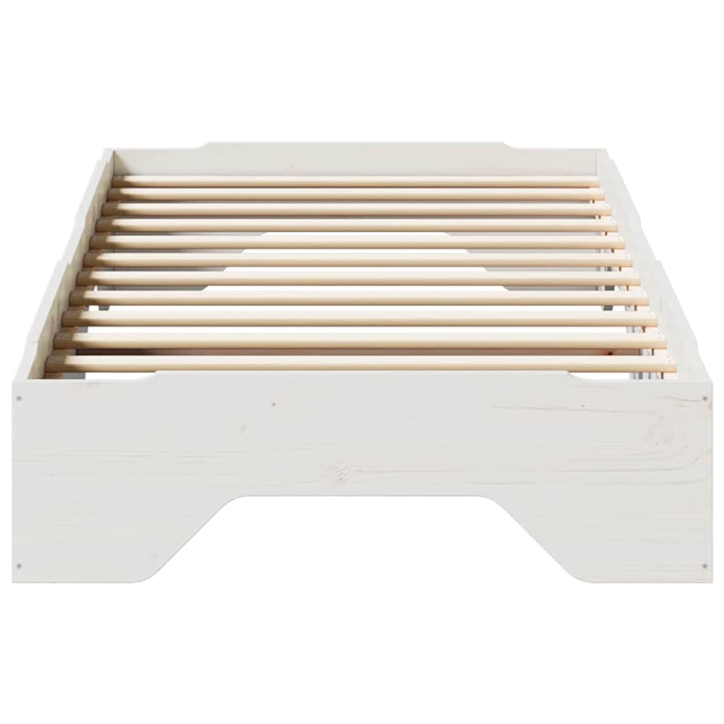 Cadre de lit sans matelas empilable blanc 80x200 cm bois massif - XIOS