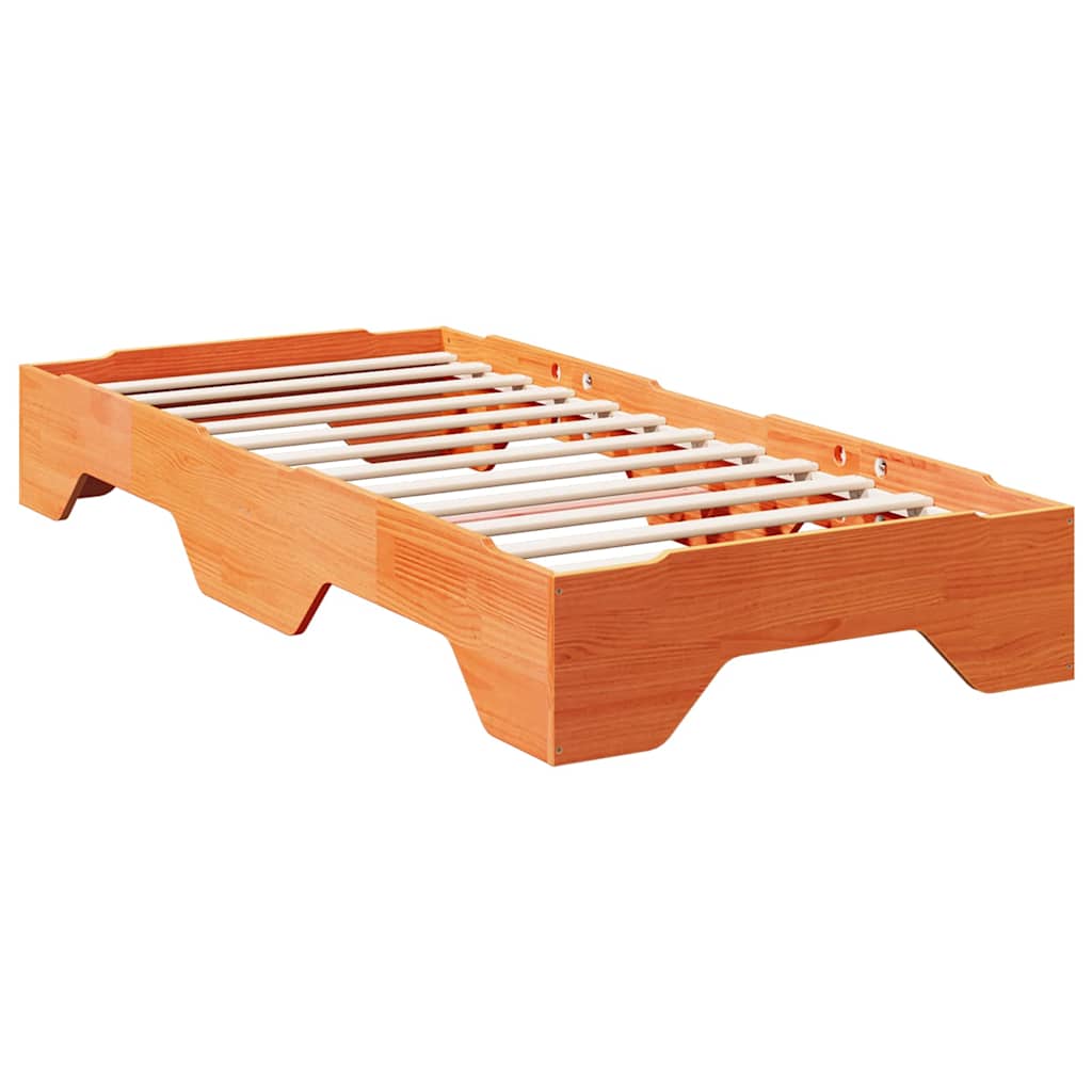 Cadre de lit sans matelas empilable cire marron 90x190 cm - XIOS
