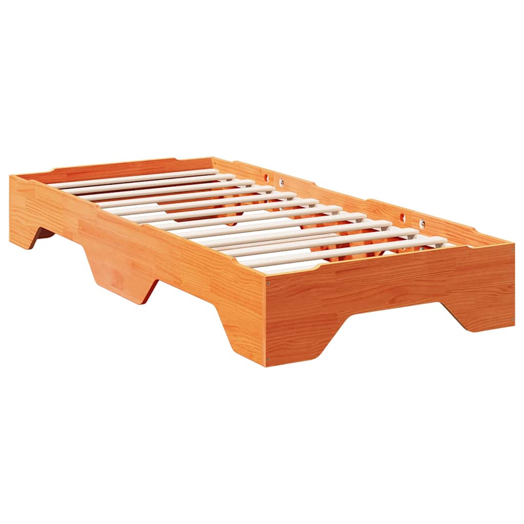 Cadre de lit sans matelas empilable cire marron 90x190 cm - XIOS