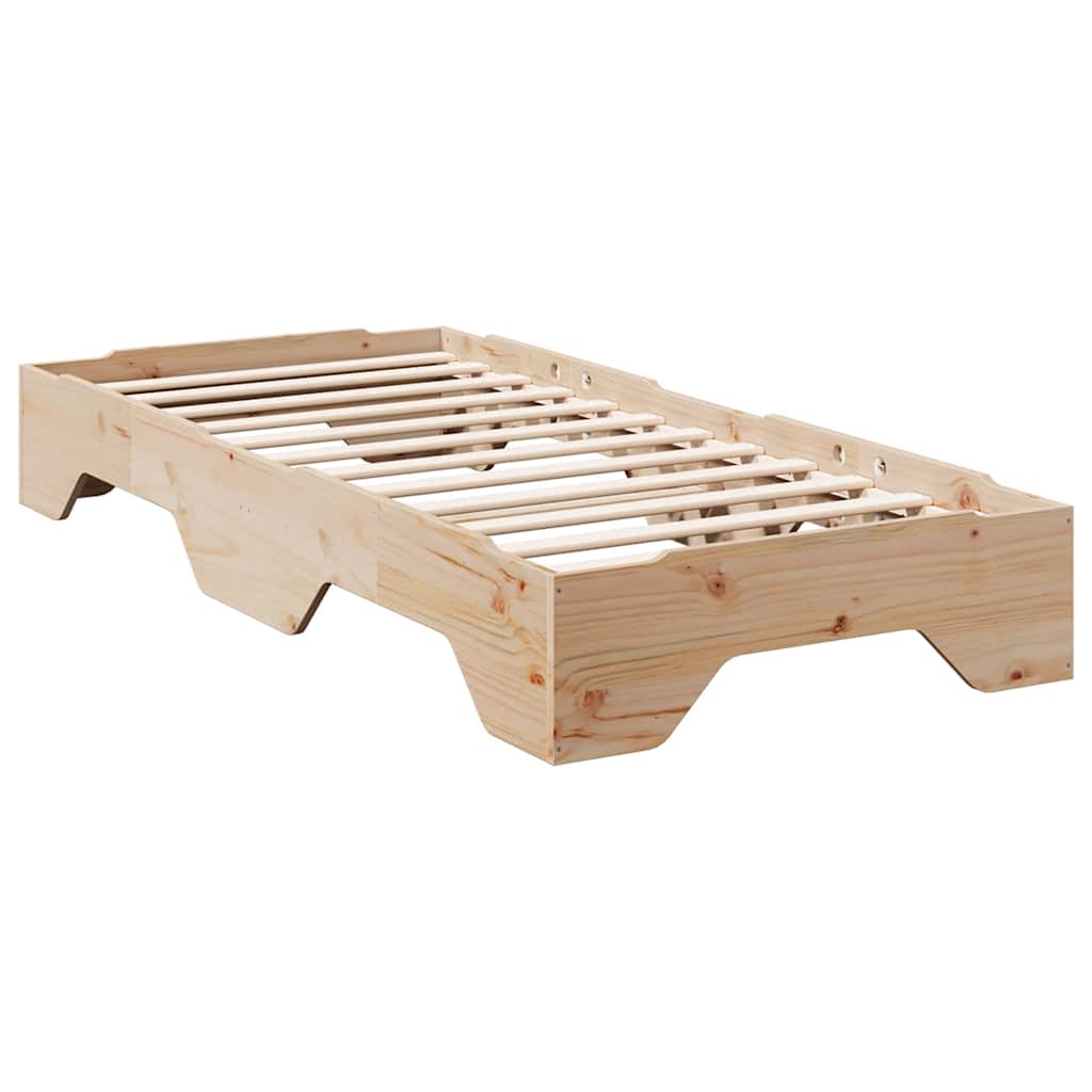 Cadre de lit sans matelas empilable 75x190 cm bois massif - XIOS