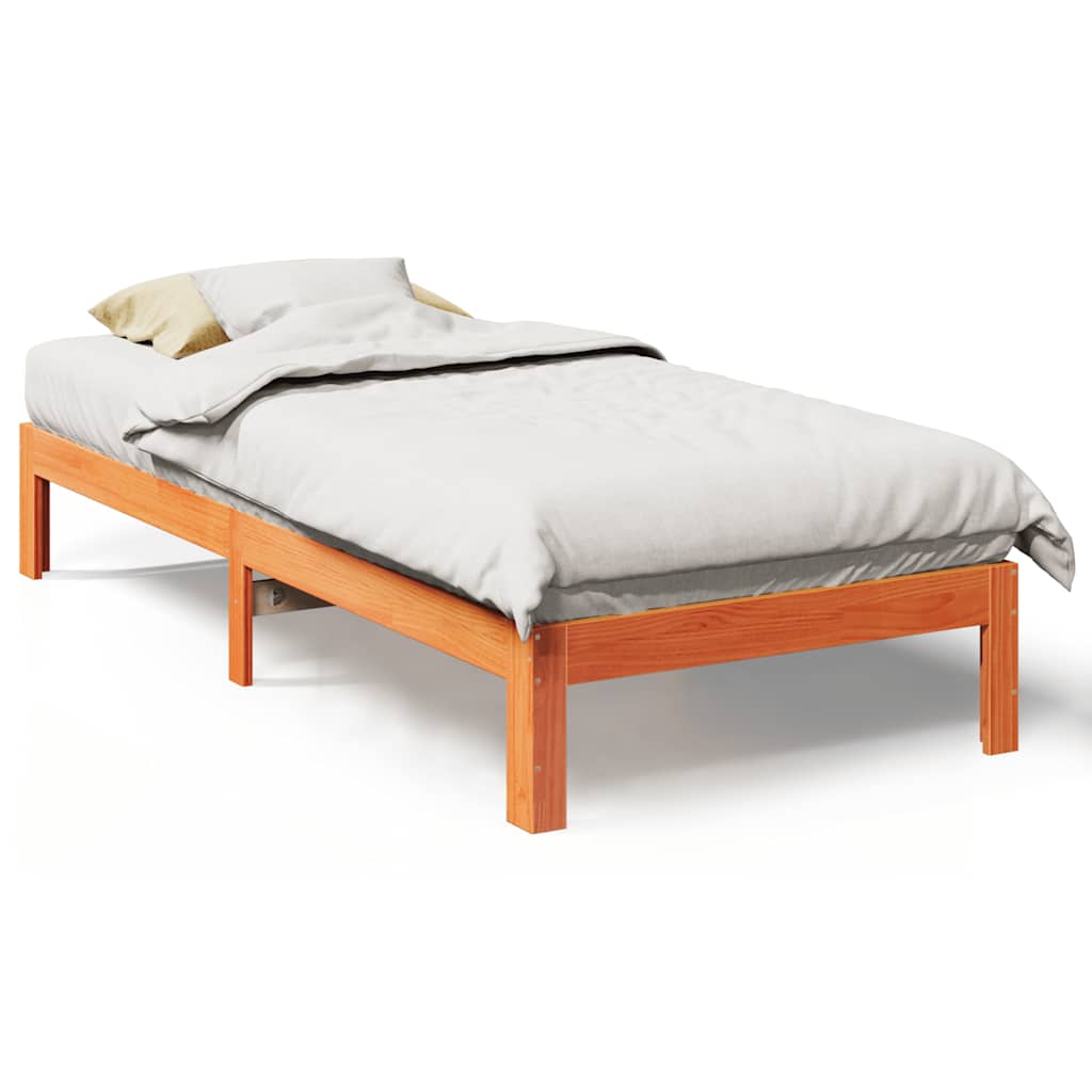Cadre de lit sans matelas cire marron 80x200 cm bois pin massif - XIOS
