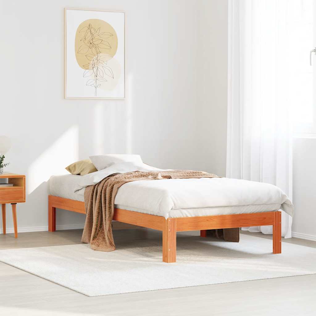 Cadre de lit sans matelas cire marron 80x200 cm bois pin massif - XIOS