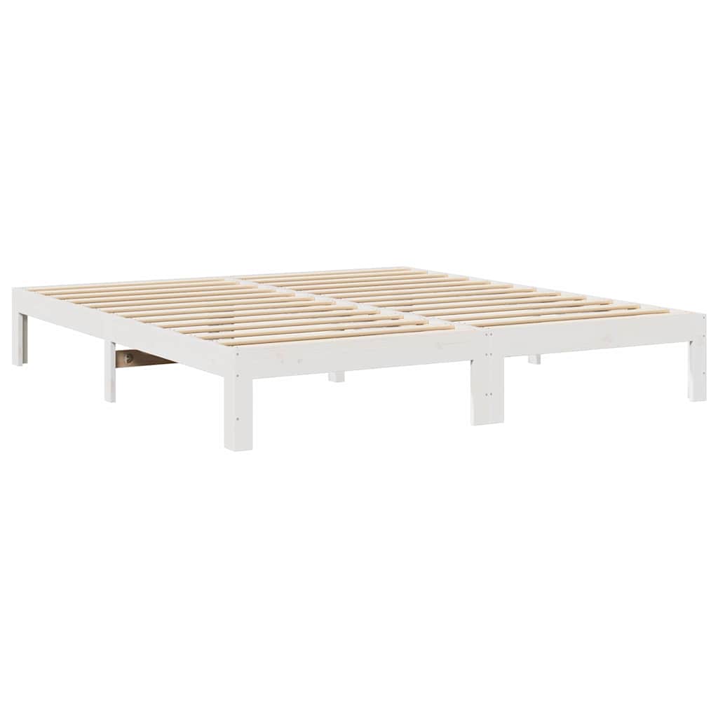 Cadre de lit sans matelas blanc 160x200 cm bois de pin massif - XIOS