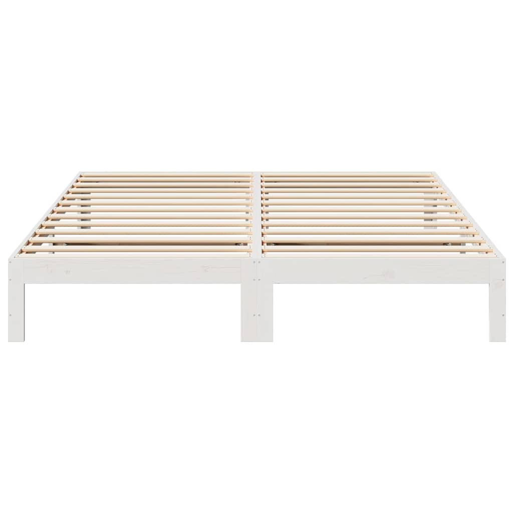 Cadre de lit sans matelas blanc 160x200 cm bois de pin massif - XIOS