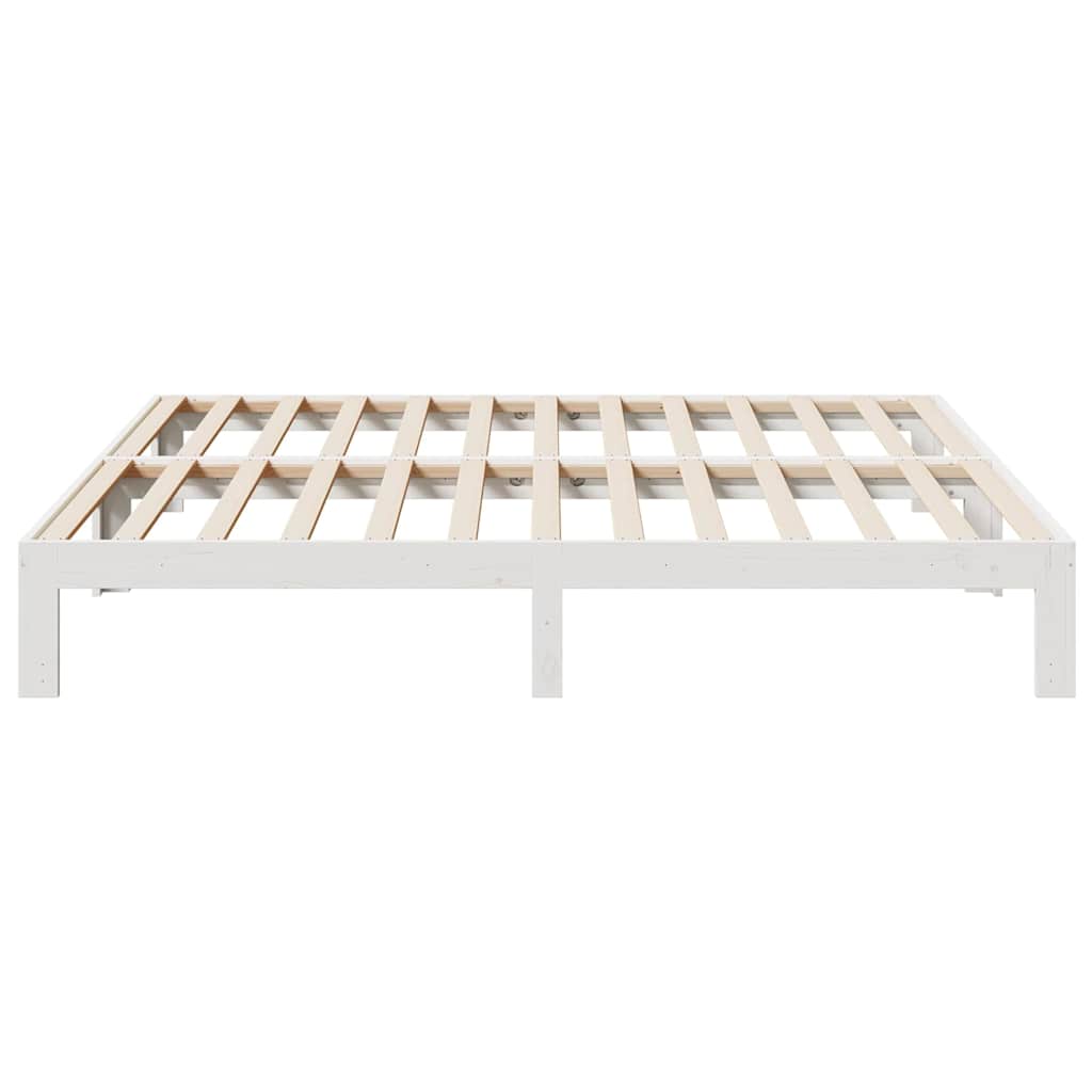 Cadre de lit sans matelas blanc 160x200 cm bois de pin massif - XIOS