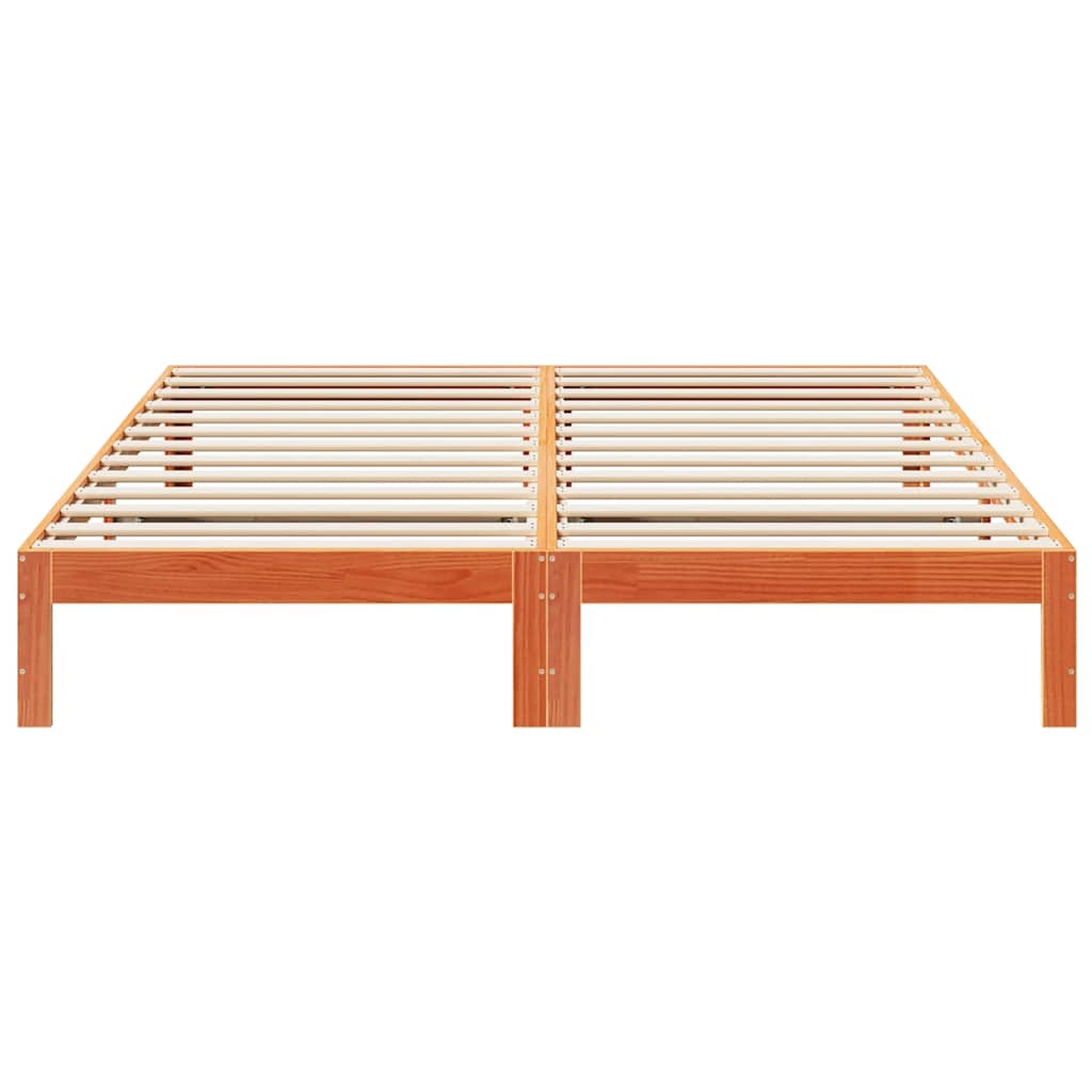Cadre de lit sans matelas cire marron 160x200cm bois pin massif - XIOS