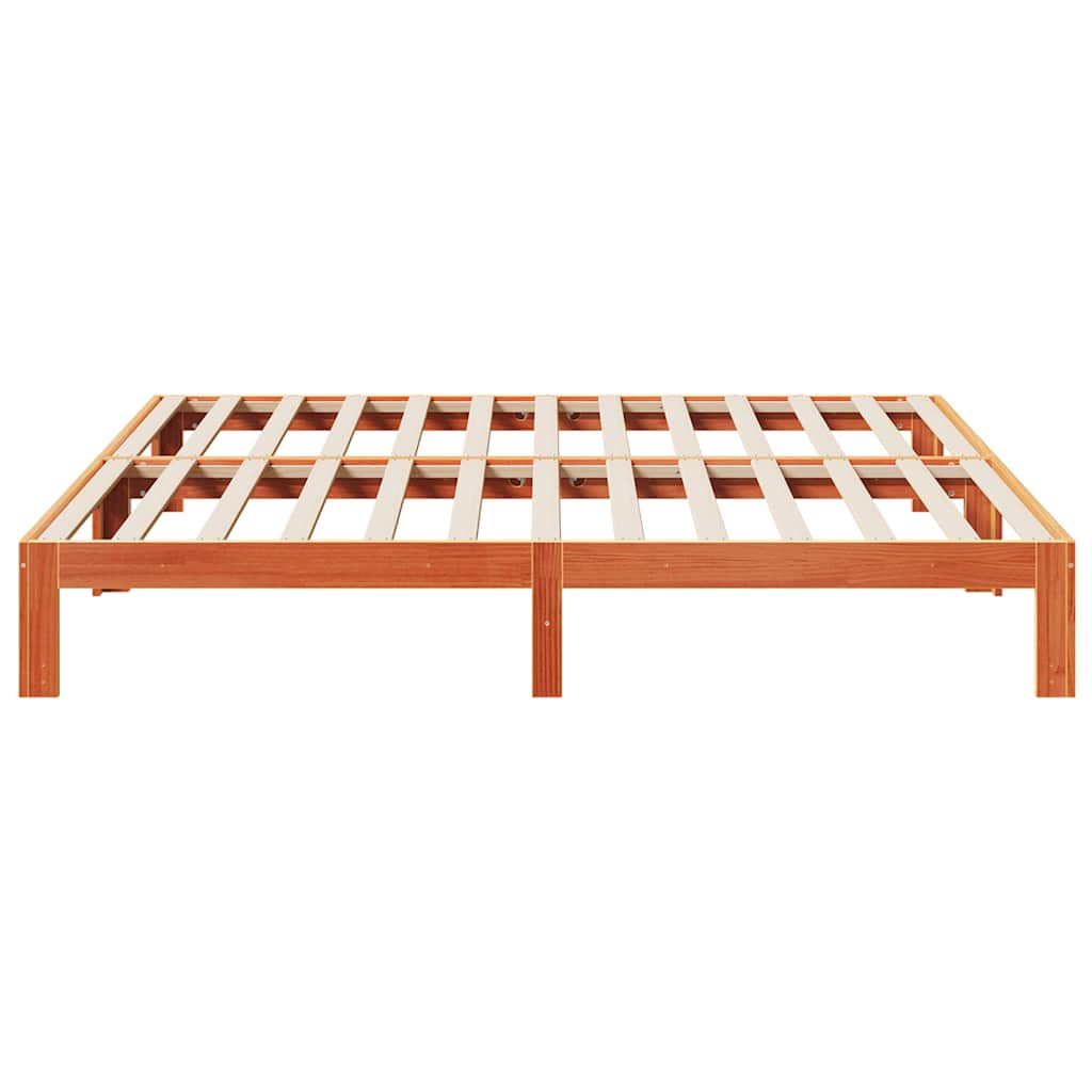Cadre de lit sans matelas cire marron 160x200cm bois pin massif - XIOS