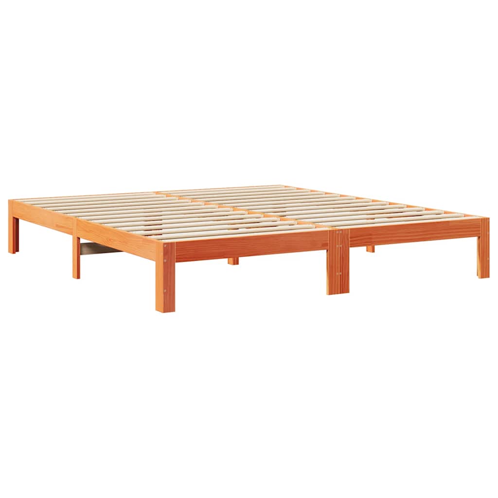 Cadre de lit sans matelas cire marron 160x200cm bois pin massif - XIOS