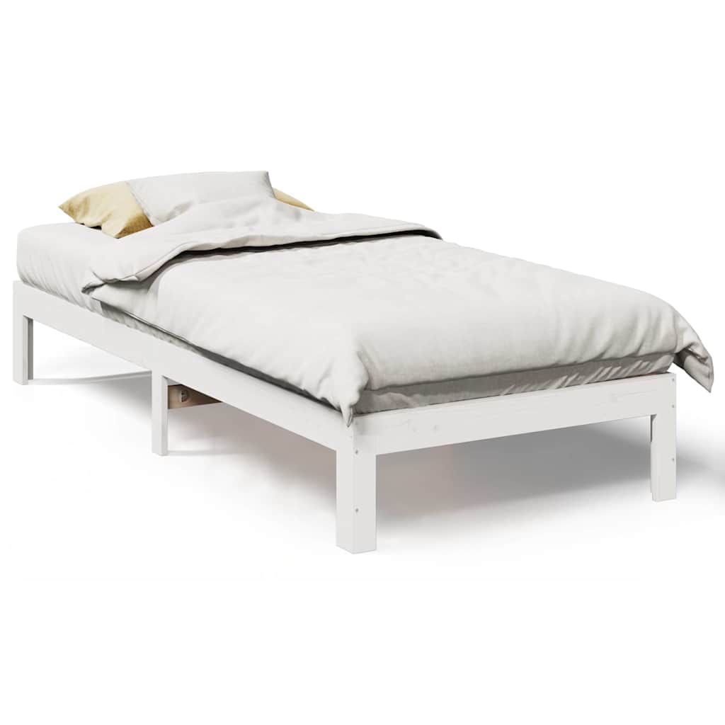 Cadre de lit sans matelas blanc 90x200 cm bois de pin massif - XIOS