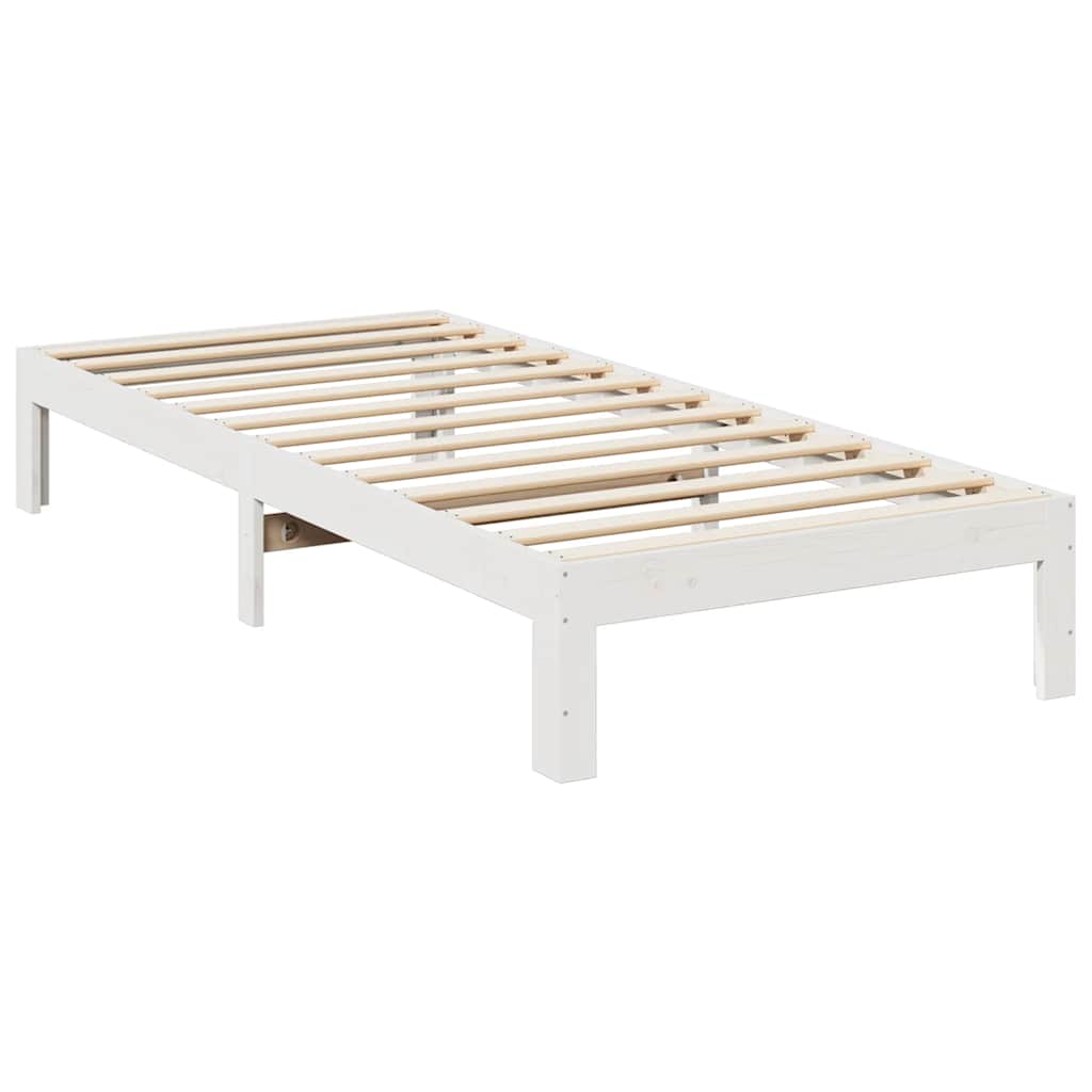 Cadre de lit sans matelas blanc 90x200 cm bois de pin massif - XIOS