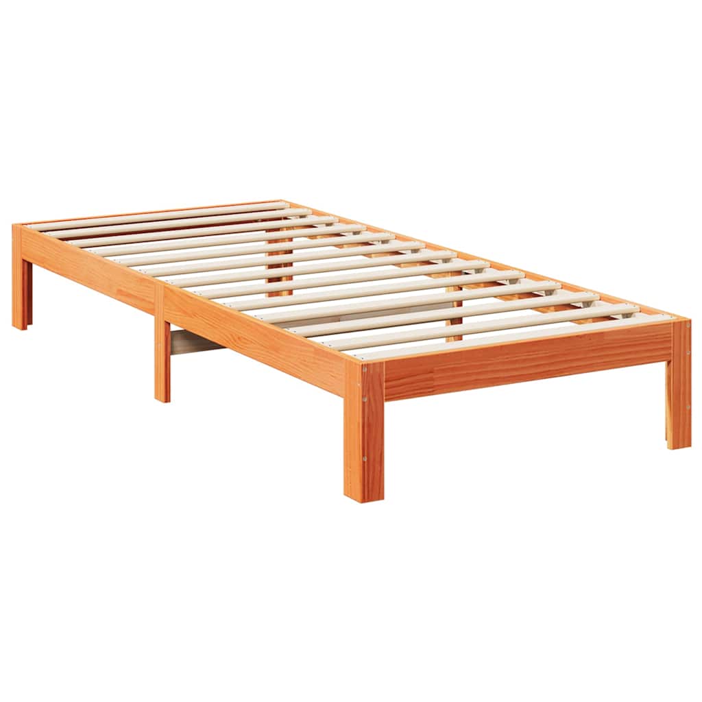 Cadre de lit sans matelas cire marron 90x200 cm bois pin massif - XIOS