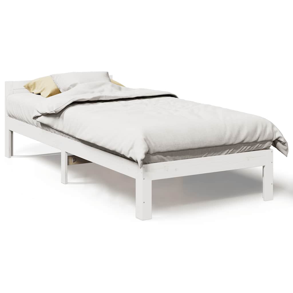 Cadre de lit sans matelas blanc 80x200 cm bois massif de pin - XIOS