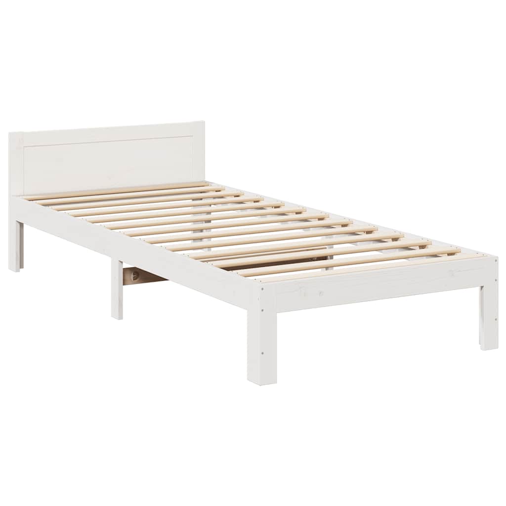 Cadre de lit sans matelas blanc 80x200 cm bois massif de pin - XIOS