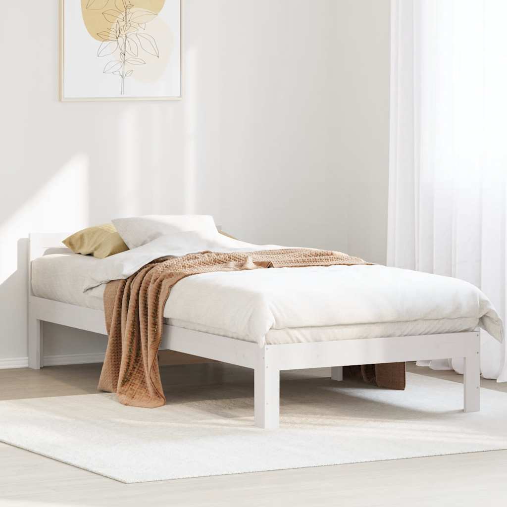 Cadre de lit sans matelas blanc 80x200 cm bois massif de pin - XIOS