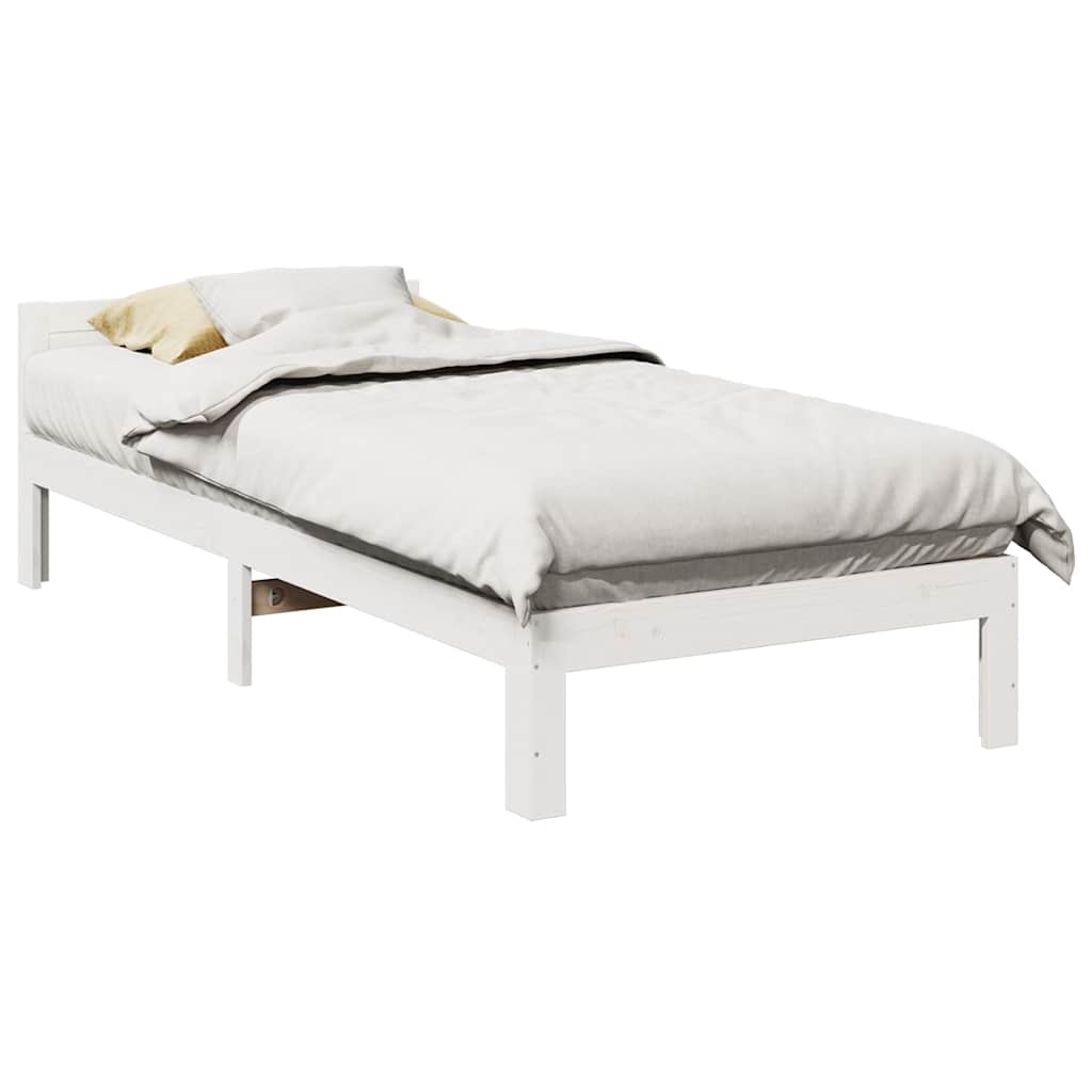 Cadre de lit sans matelas blanc 80x200 cm bois massif de pin - XIOS