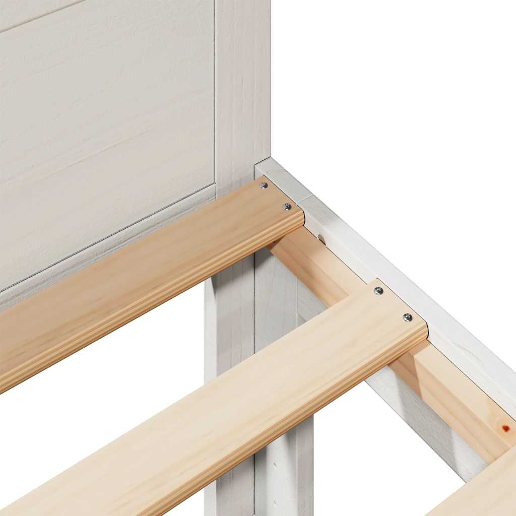 Cadre de lit sans matelas blanc 160x200 cm bois de pin massif - XIOS