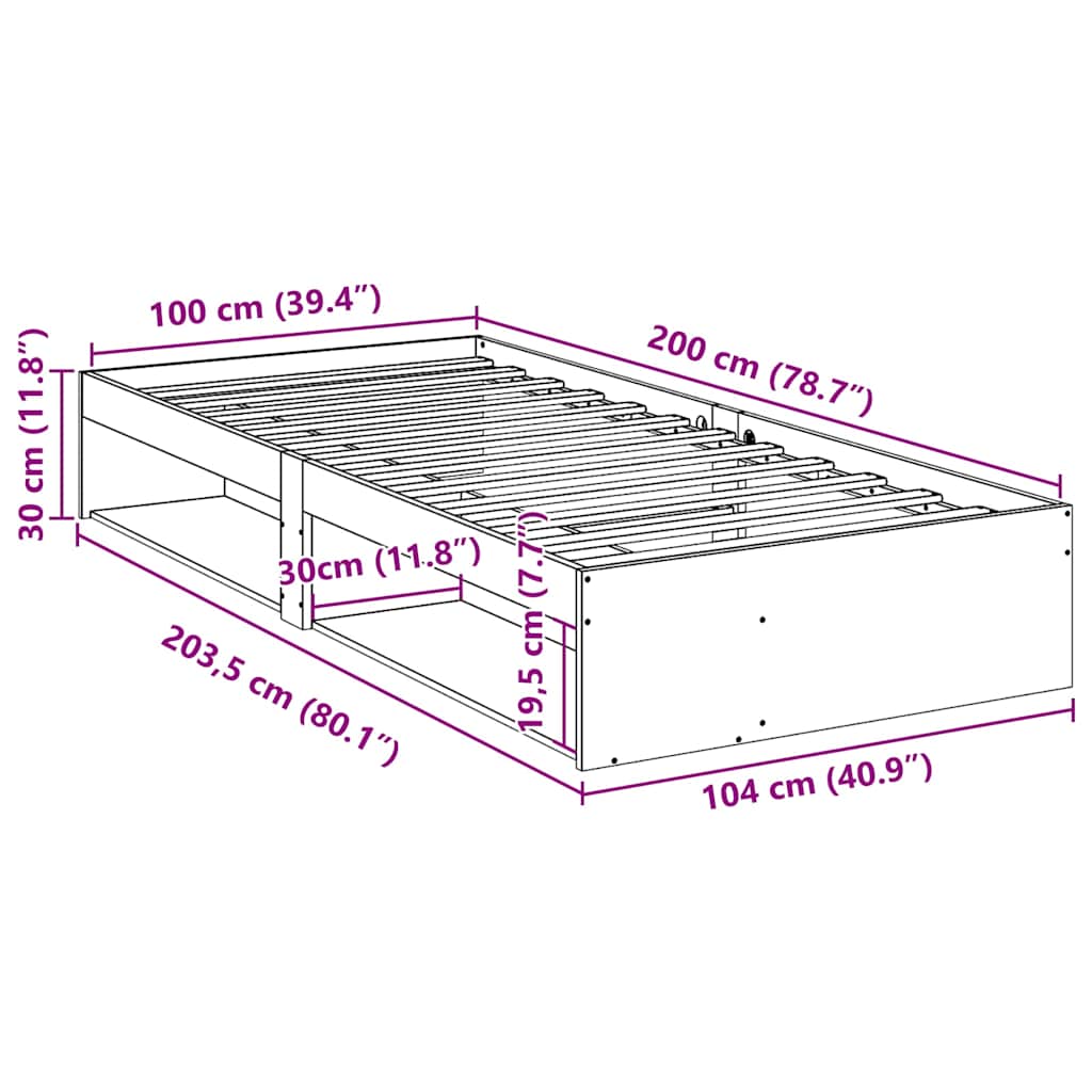 Lit de jour sans matelas blanc 100x200 cm bois de pin massif - XIOS