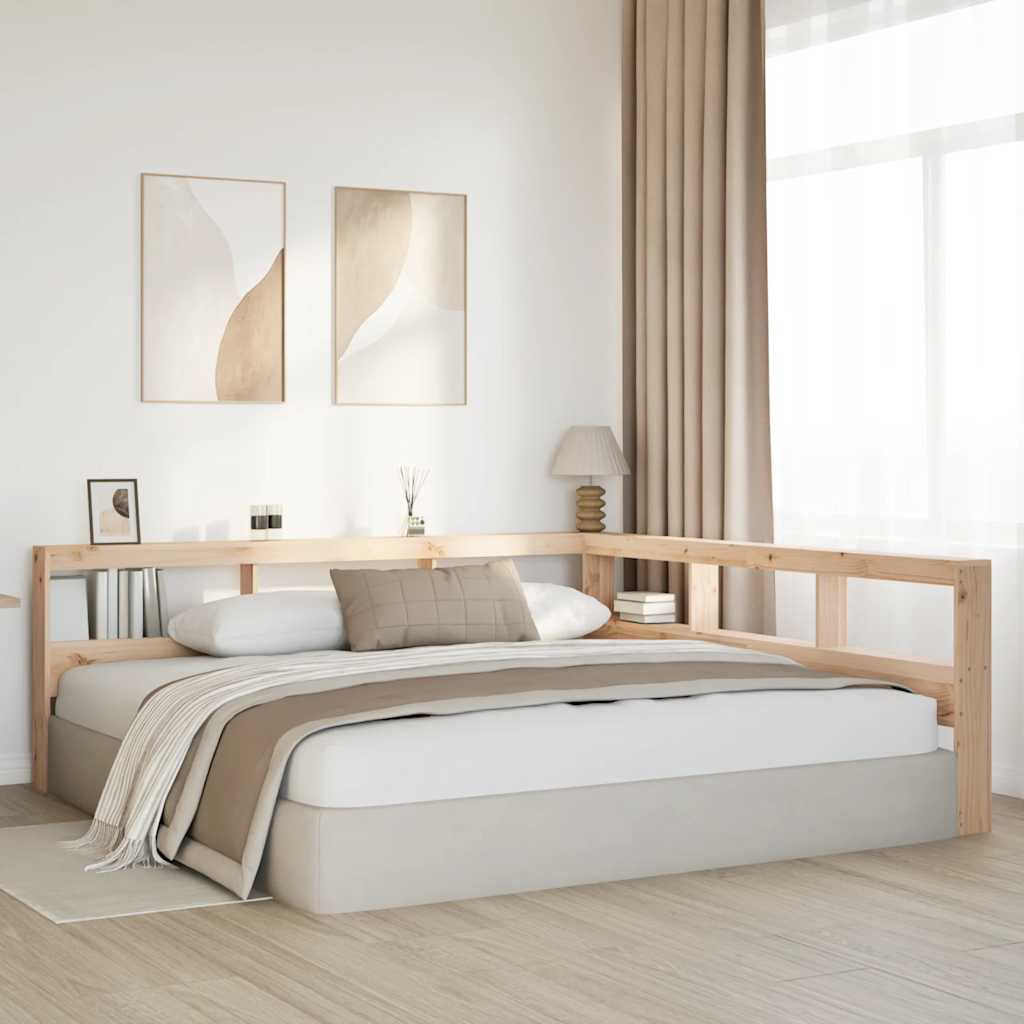 Tête de lit de bibliothèque en forme de L bois massif de pin - XIOS