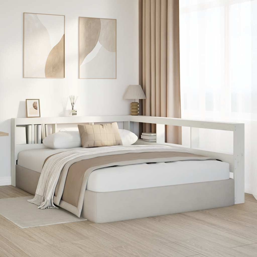 Tête de lit de bibliothèque en forme de L bois massif de pin - XIOS