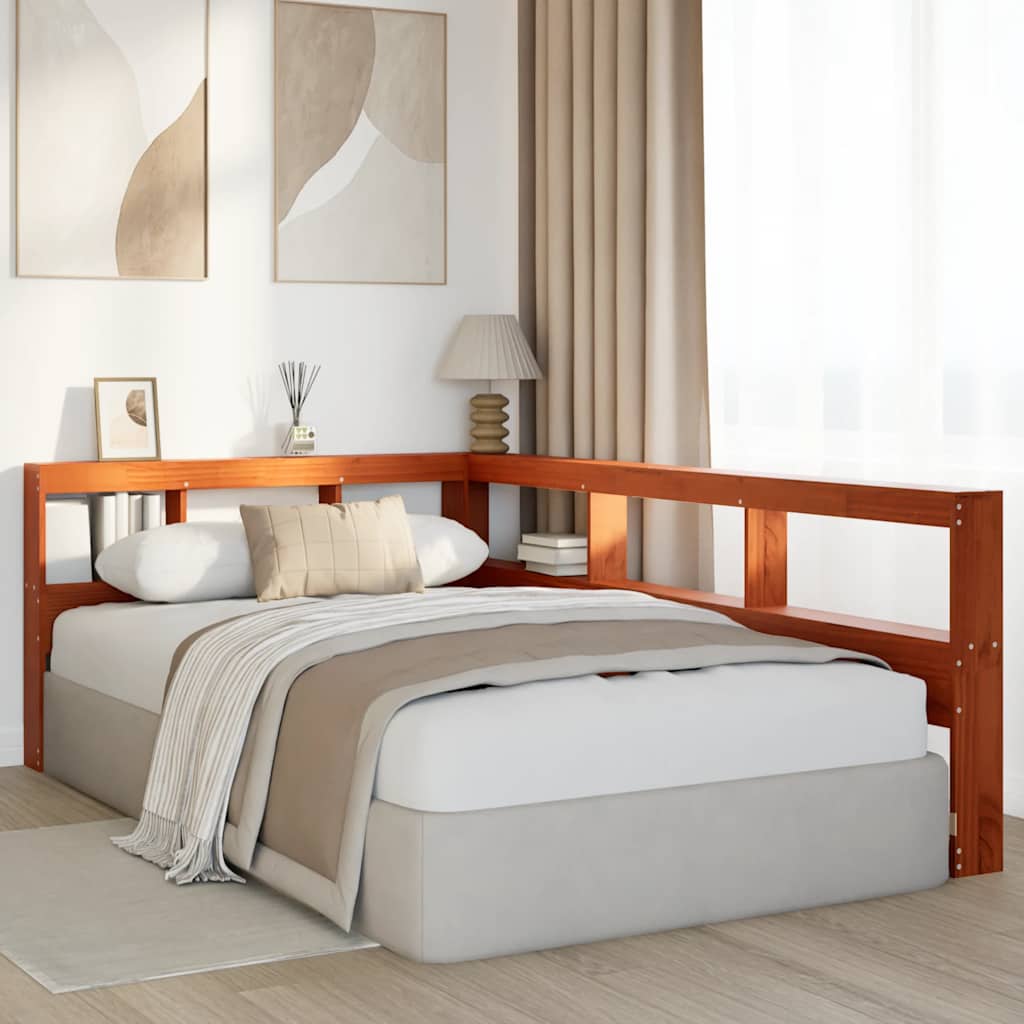 Tête de lit de bibliothèque en forme de L bois massif de pin - XIOS