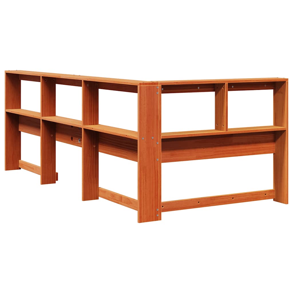 Tête de lit de bibliothèque en forme de L bois massif de pin - XIOS