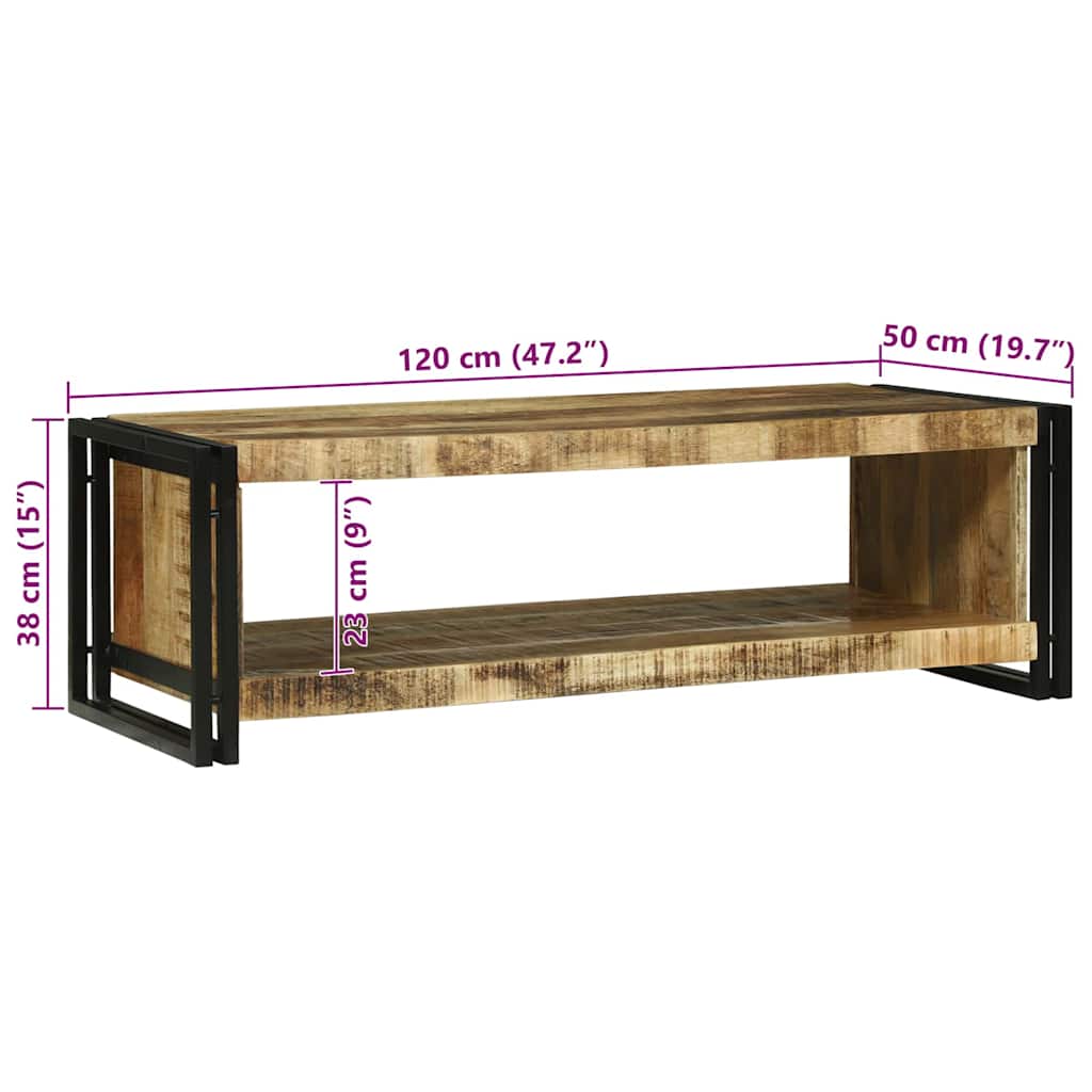Table basse 120 x 50 x 38 cm Bois de manguier brut massif - XIOS