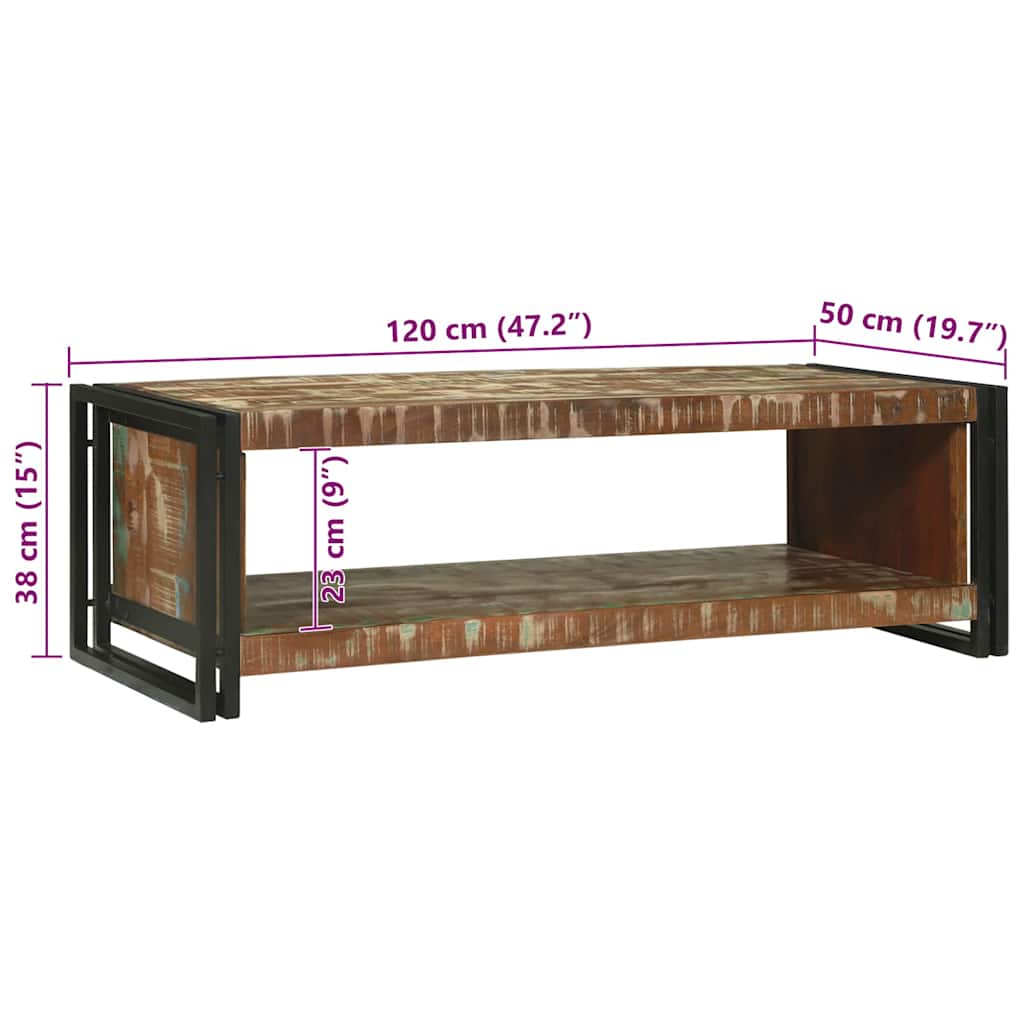 Table basse Marron 120 x 50 x 38 cm bois de récupération massif - XIOS