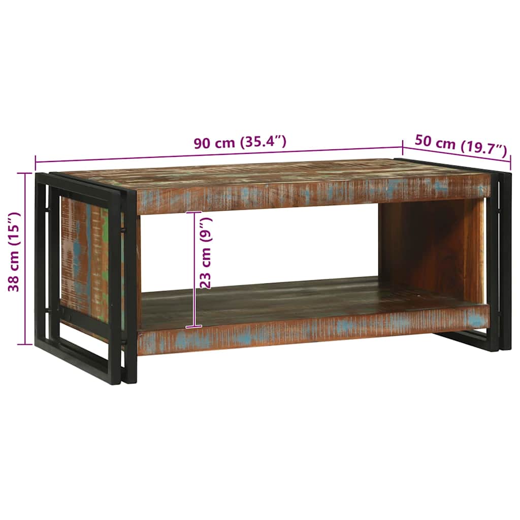 Table basse Marron 90 x 50 x 38 cm bois de récupération massif - XIOS
