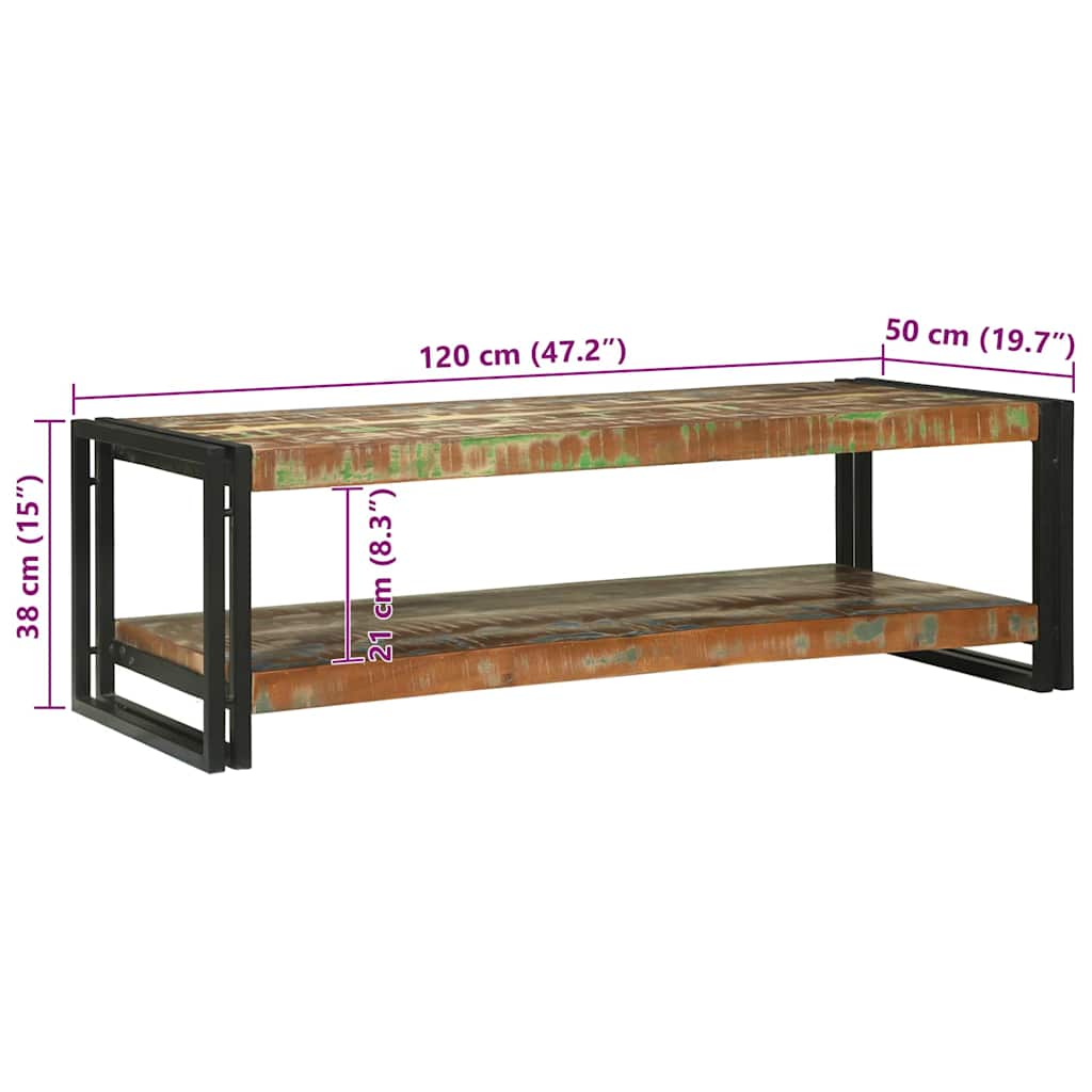 Table basse Multicolore 120 x 50 x 38 cm Bois Recyclé Solide - XIOS