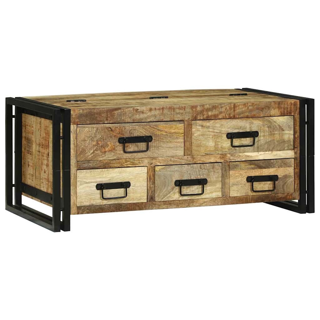 Table basse Marron 90 x 50 x 38 cm Bois de manguier brut massif - XIOS