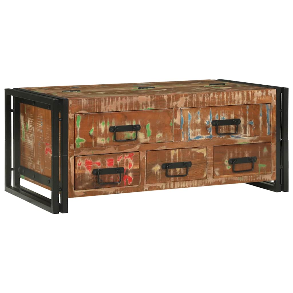 Table basse Multicolore 90 x 50 x 38 cm Bois Recyclé Solide