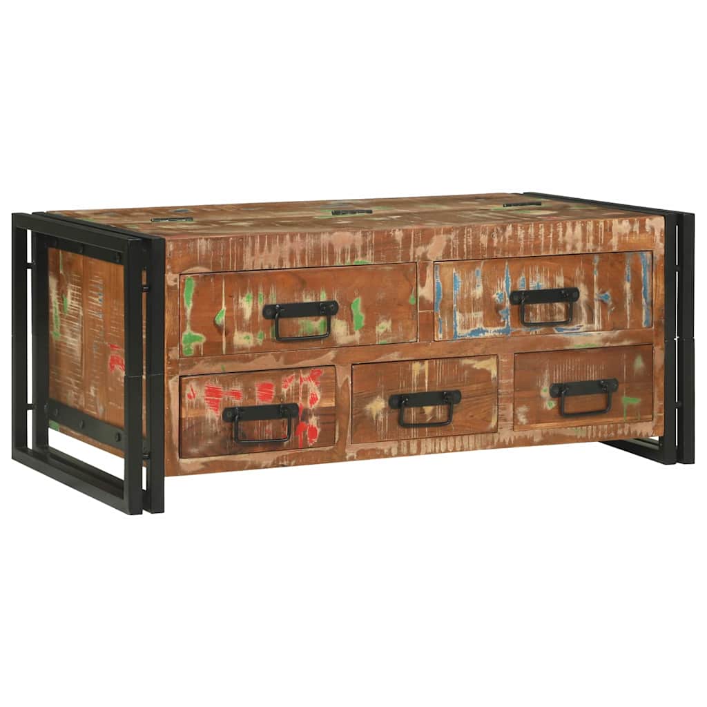Table basse Multicolore 90 x 50 x 38 cm Bois Recyclé Solide