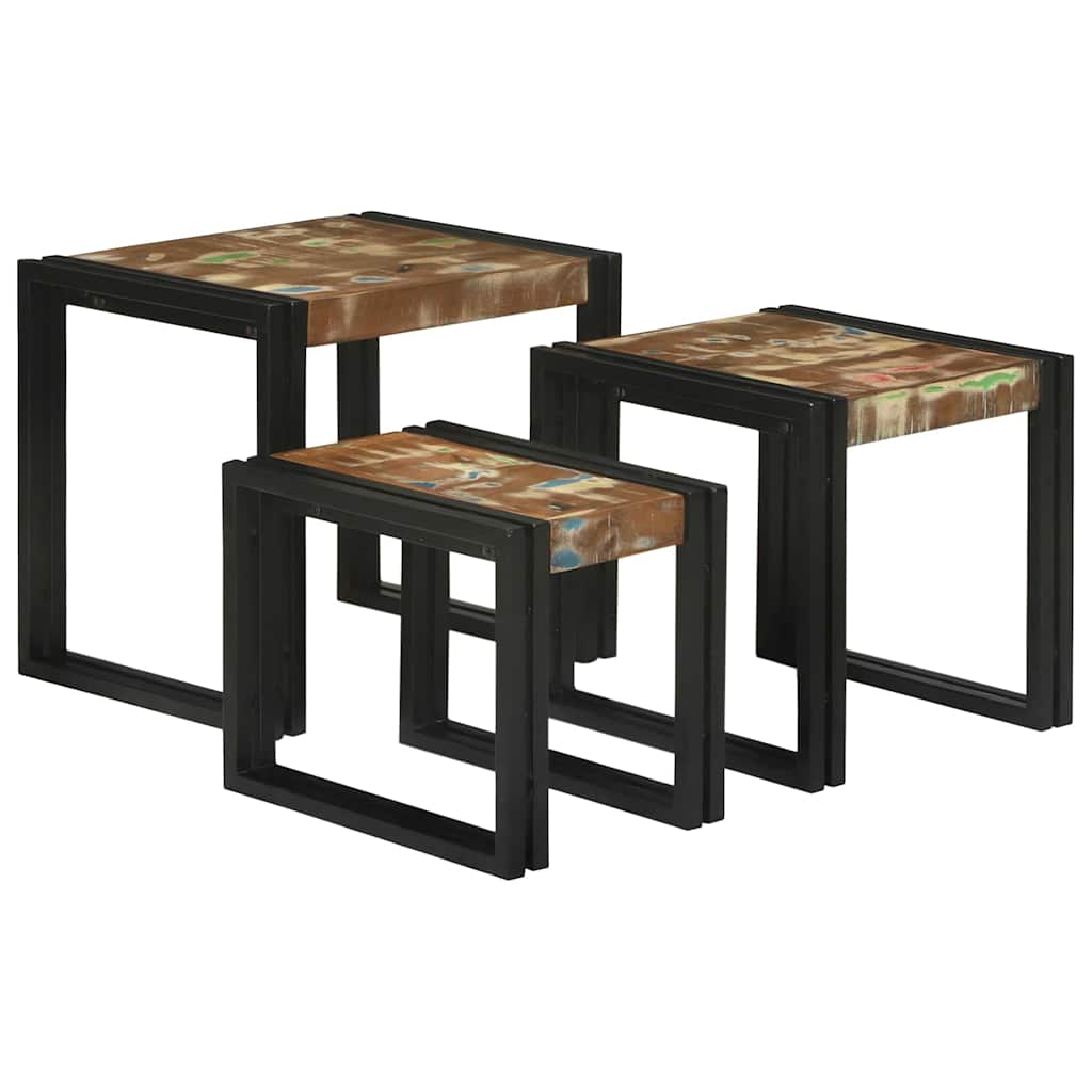 Tables gigognes Marron et noir Bois massif de récupération - XIOS