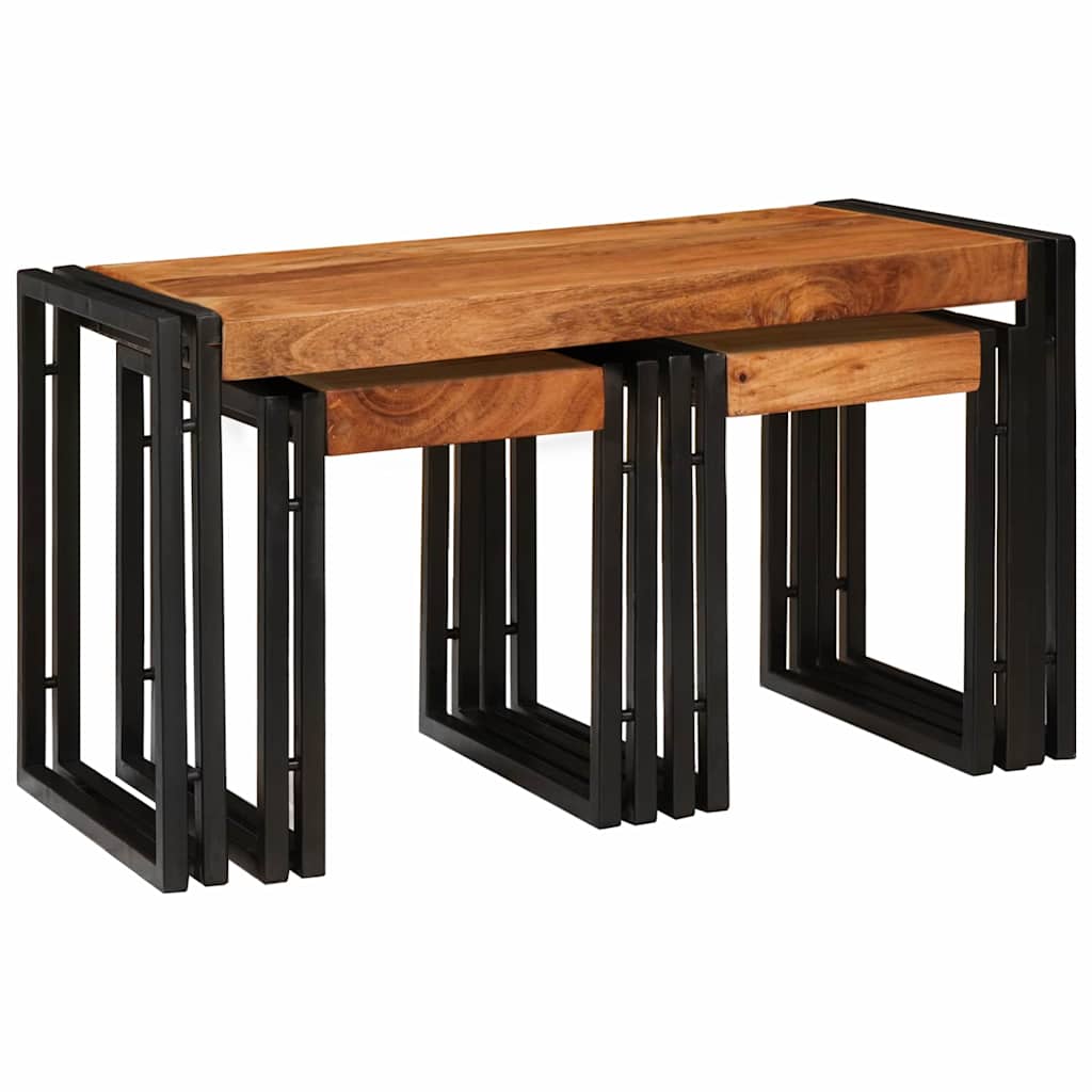 Tables d'appoint Marron et noir Bois d'acacia massif - XIOS