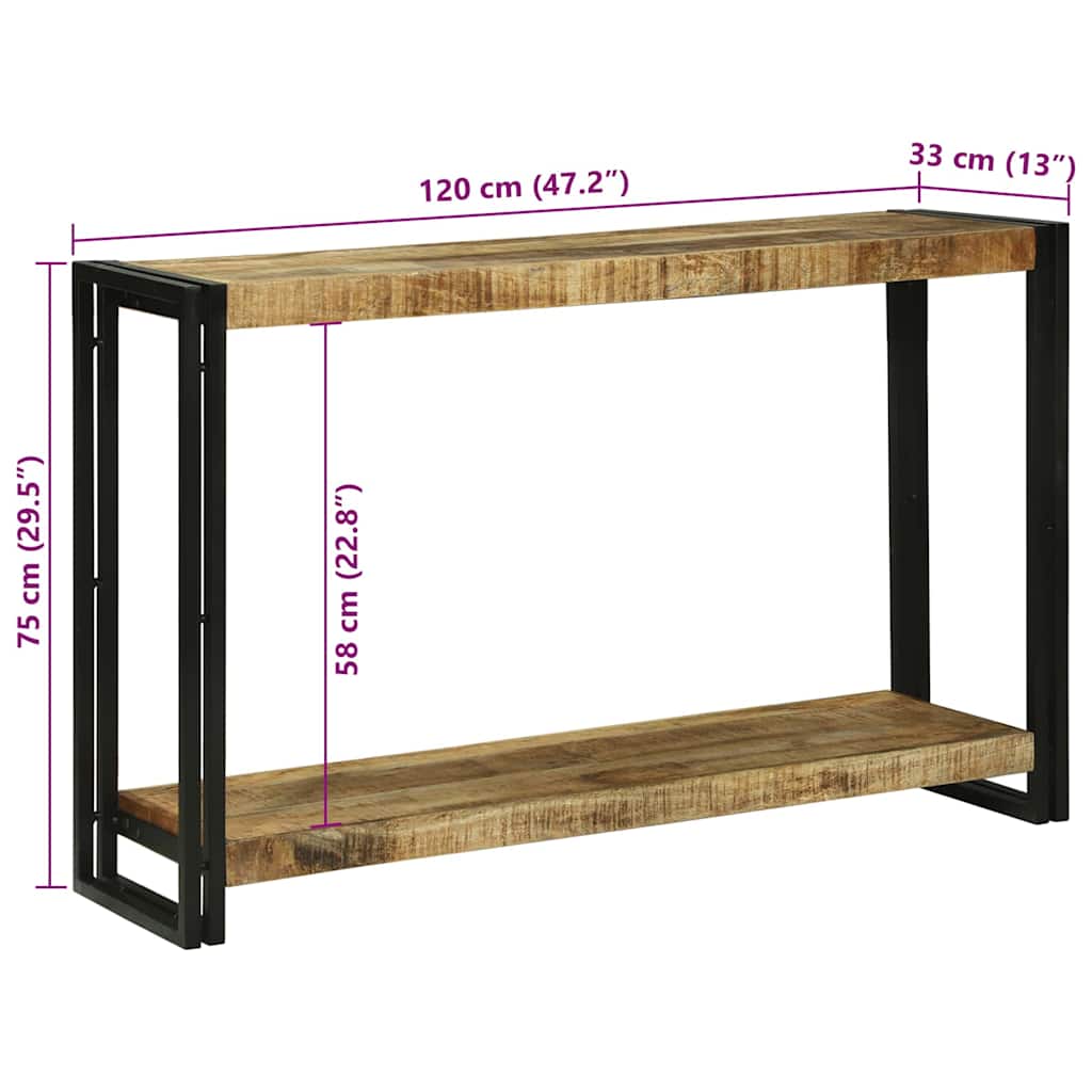 Table console 120 x 33 x 75 cm Bois de manguier brut massif - XIOS
