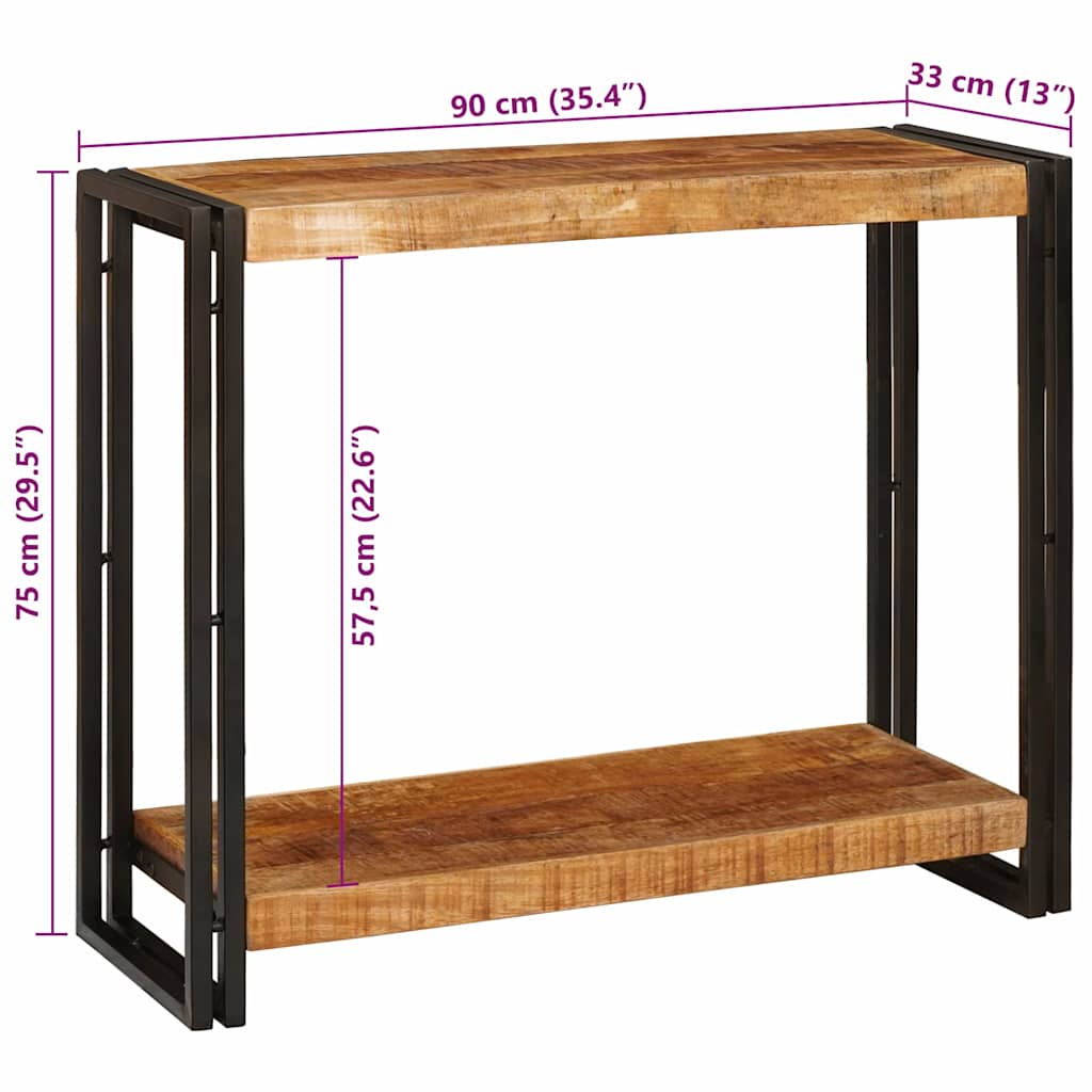 Table console 90 x 33 x 75 cm Bois de manguier brut massif - XIOS