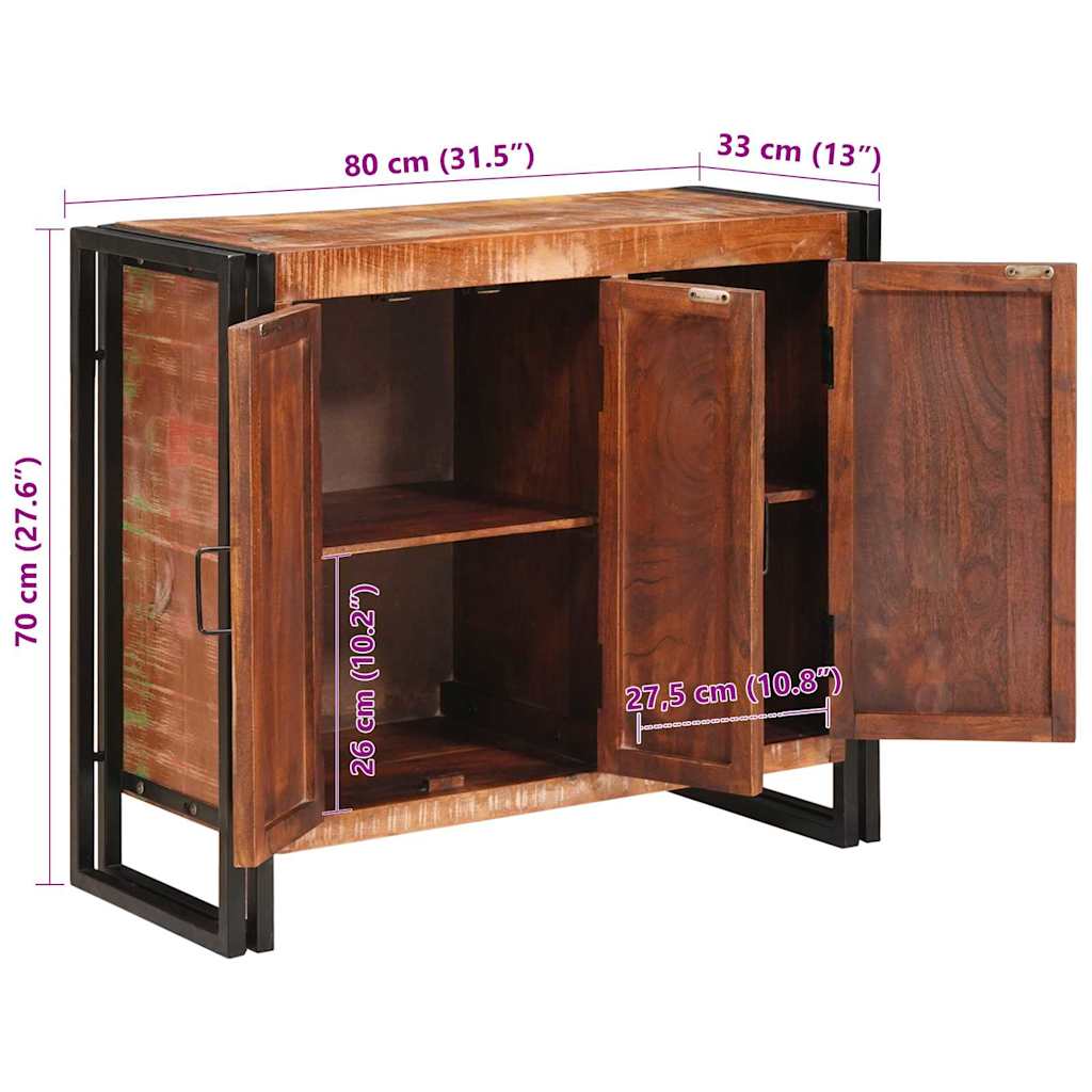 Buffet avec portes Marron Bois Recyclé Massif et Métal