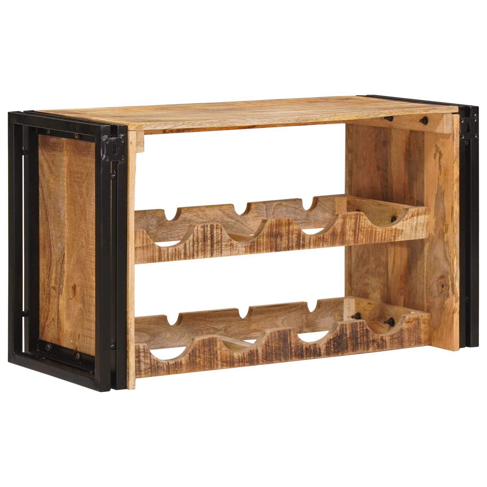 Étagère à vin Marron 80 x 45 x 33 cm Bois de mangue brut solide - XIOS