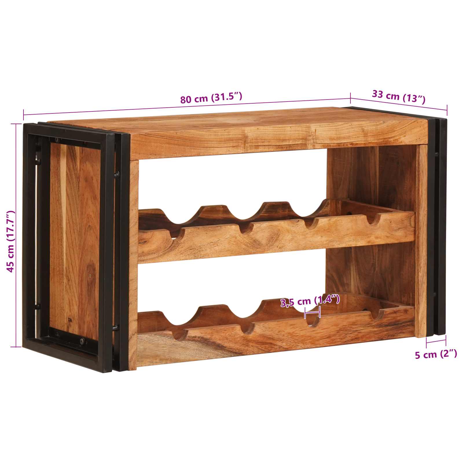 Étagère à vin Marron 80 x 45 x 33 cm Bois d'Acacia Massif - XIOS